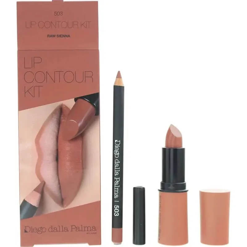 Diego dalla Palma – set pentru conturul buzelor în cutie – ruj + creion de 12 cm, nr. 503 Raw Sienna — preț și oferte