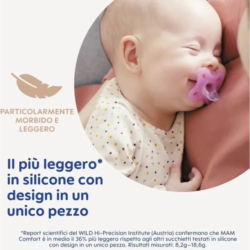 Mam Comfort 3-12 luni - 2 suzete din silicon - culoare neutră — preț și oferte