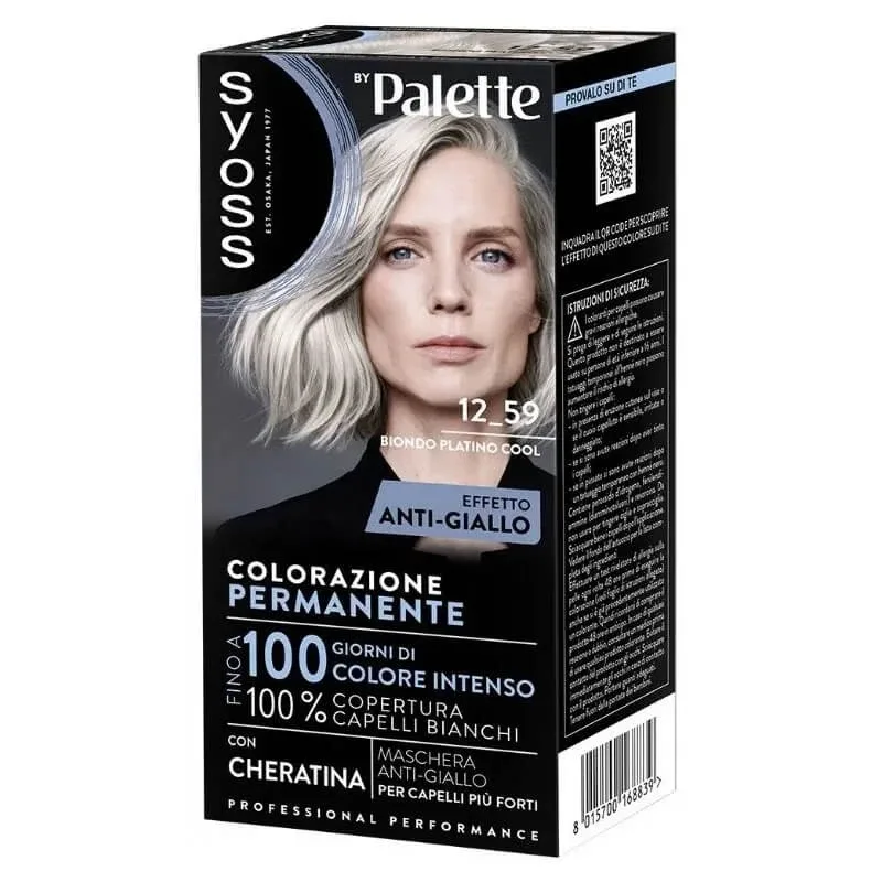 Paleta Syoss – vopsire permanentă 12-59 blond platinat rece — preț și oferte
