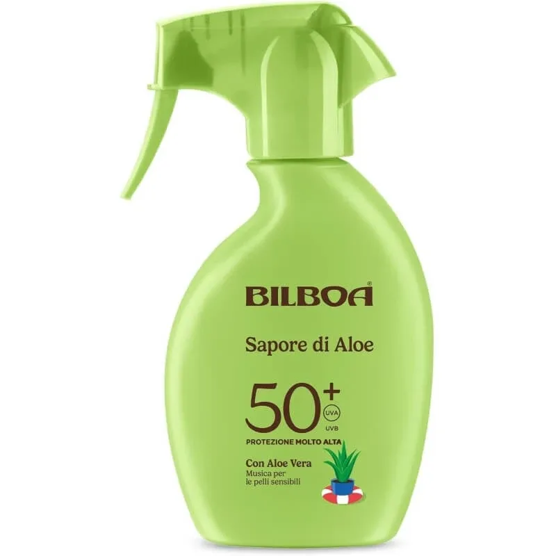 Bilboa Cremă de protecție solară SPF 50+ cu aromă de aloe, spray, protecție foarte ridicată, 250 ml — preț și oferte