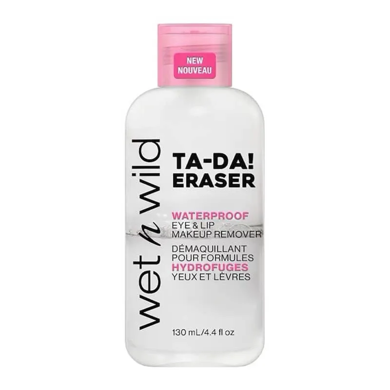 Wet n wild Ta-da! eraser – demachiant lichid rezistent la apă pentru ochi și buze, fără silicon, 130 ml — preț și oferte