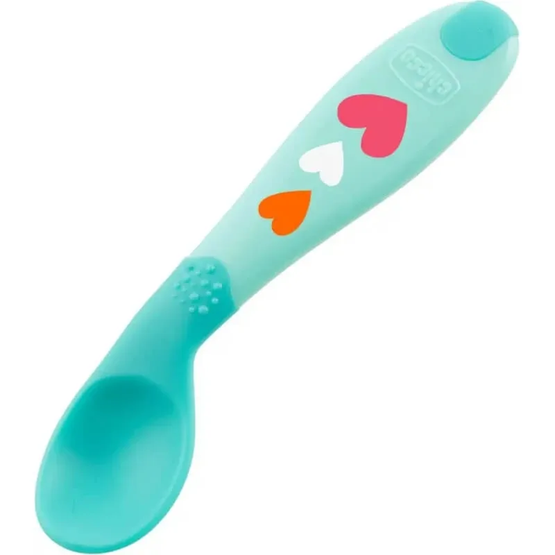 Chicco – prima linguriță cu vârful înclinat, 8 luni+, albastru — preț și oferte
