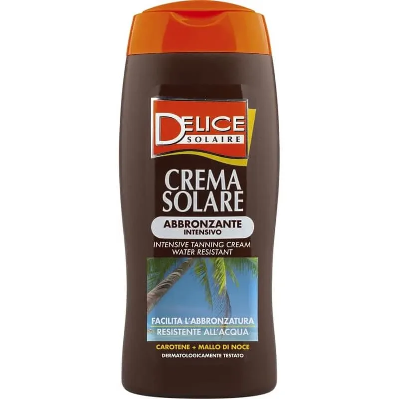 Delice Cremă solară cu efect de bronzare intensă – cremă rezistentă la apă cu caroten + coajă de nucă 250 ml — preț și oferte