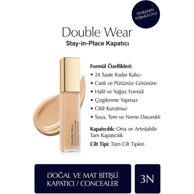 Estee Lauder Double Wear Stay-in-Place Concealer – corector fluid nr. 3N, nuanță medie — preț și oferte