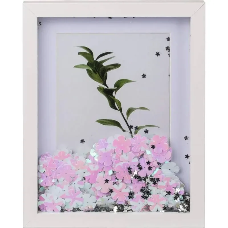 Din senin Ramă din lemn argintiu cu flori și sclipici 13x18 cm — preț și oferte
