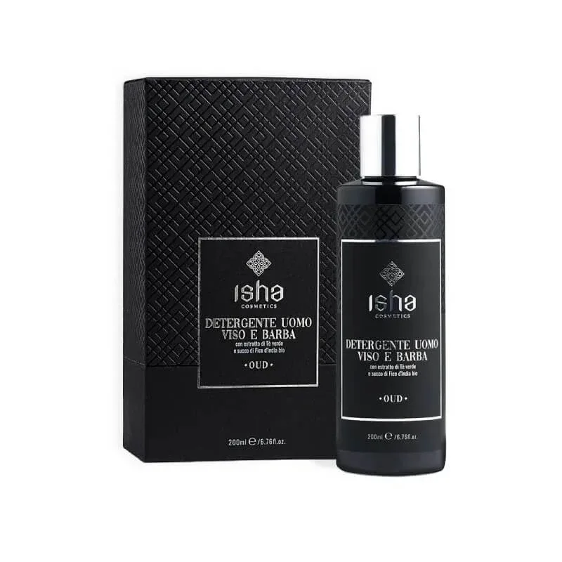 Isha Gel de curățare pentru față și barbă pentru bărbați, fără sulfați, 200 ml — preț și oferte