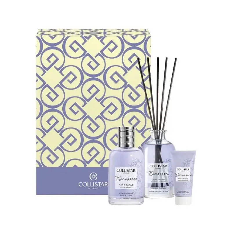 Set de îngrijire Collistar cu aromă de smochin și glicină – apă de toaletă 100 ml + unt lichid pentru corp 50 ml + difuzor de parfum pentru interior — preț și oferte