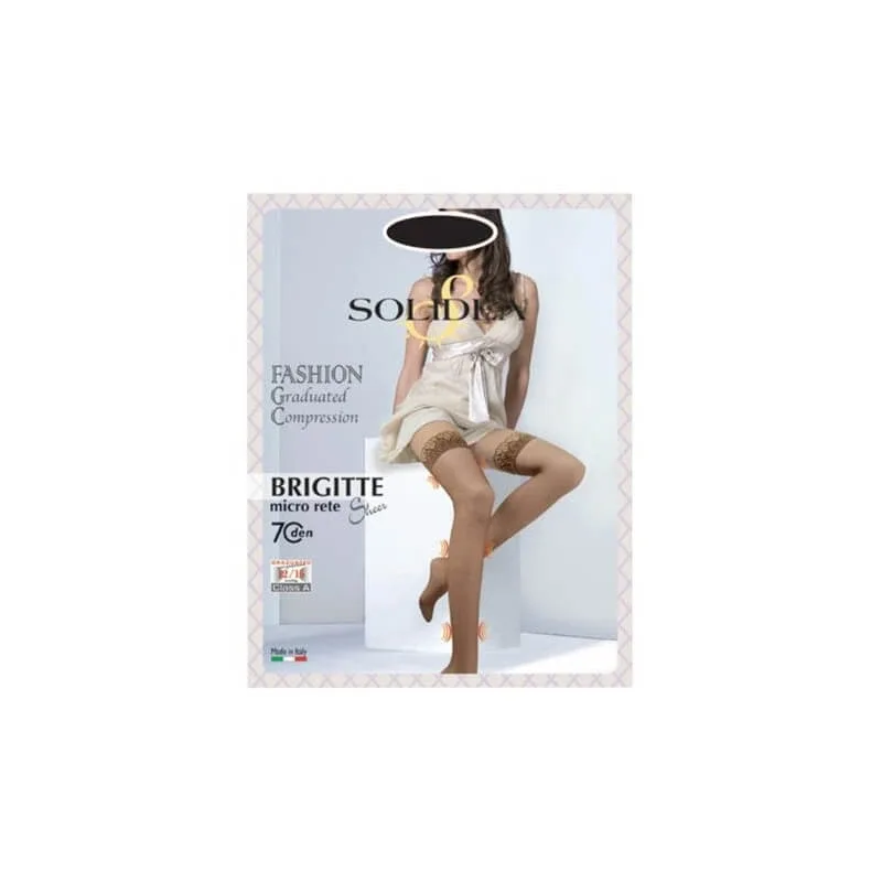 Solidea Brigitte Micro Rete Sheer – ciorapi cu compresie graduată de 70 den (12/15 mmHg), mărimea L, culoare bronz — preț și oferte