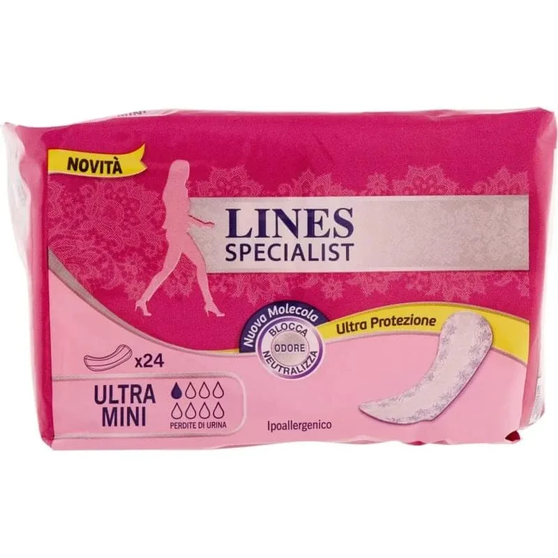 Lines specialist ultra mini – 24 de protecții pentru slip lungi, destinate incontinenței ușoare — preț și oferte