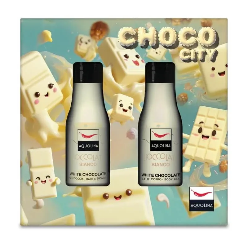 Aquolina set Choco City ciocolată albă – gel de duș 125 ml + lapte de corp 125 ml — preț și oferte