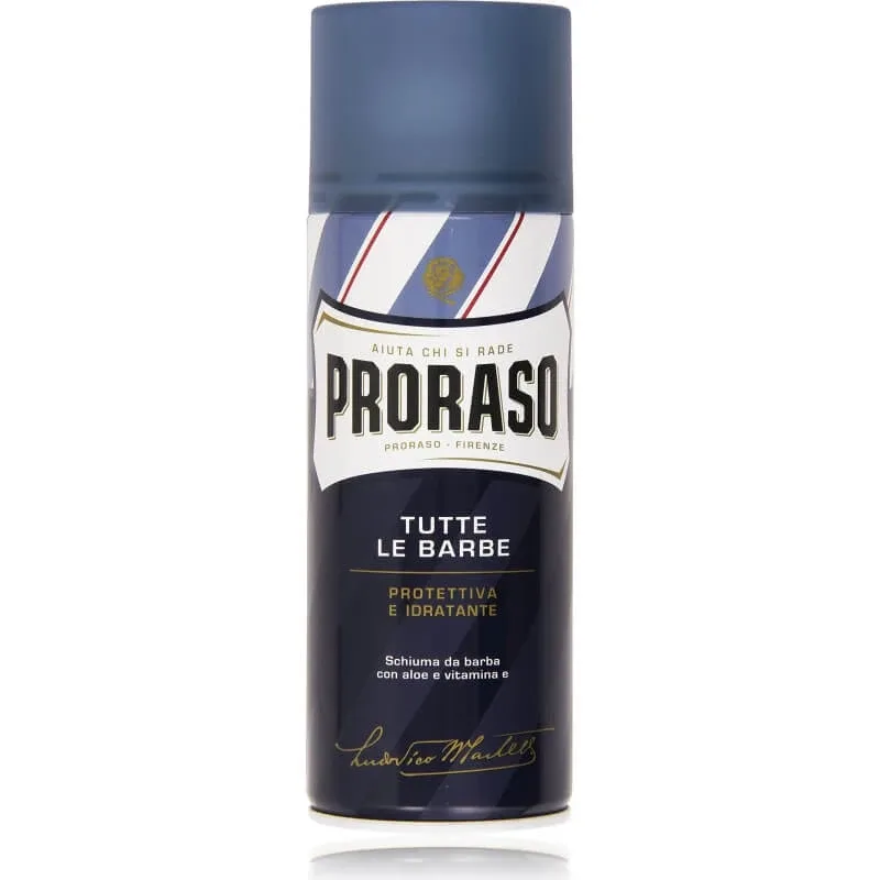 Proraso pentru toate tipurile de barbă – spumă de ras hrănitoare și regenerantă cu unt de cacao și unt de karité, 400 ml — preț și oferte