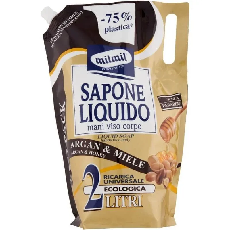 Mil mil Argan & Miere – săpun lichid – rezerve de 2 lt — preț și oferte