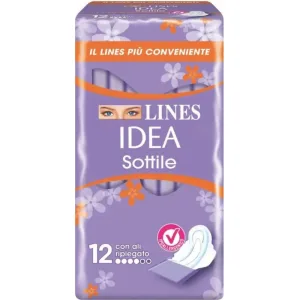 Lines Idea Subtilă - 12 tampoane de zi cu aripioare pliate