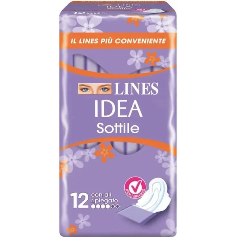 Lines Idea Subtilă - 12 tampoane de zi cu aripioare pliate — preț și oferte