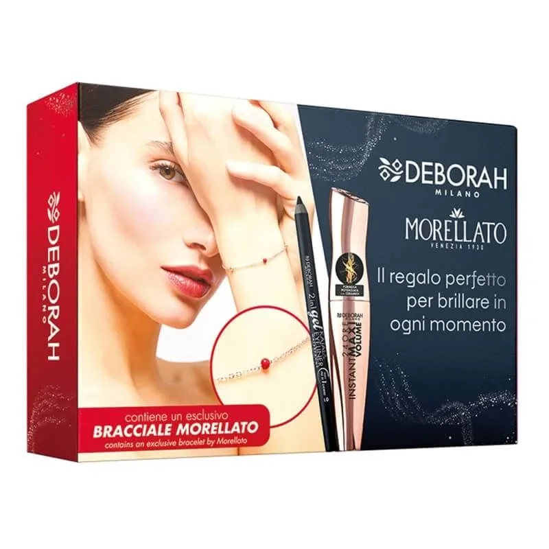 Deborah Beauty kit &amp; morellato nr. 05 - rimel pentru volum instantaneu maxim + creion de ochi 2 în 1 (eyeliner gel și kajal) + brățară — preț și oferte