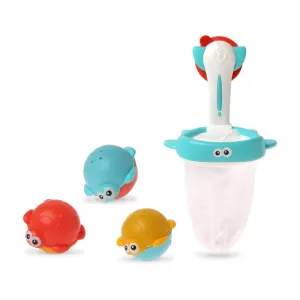 Kiokids Coș de jucării pentru baie – 4 coșuri de depozitare cu plasă de pescuit