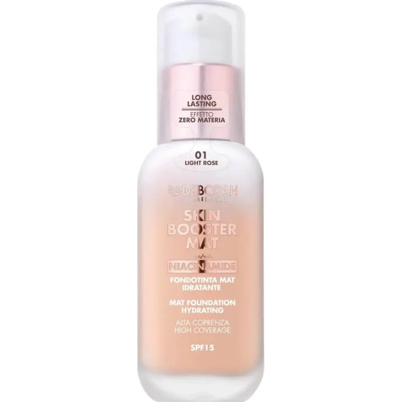 Deborah Skin Booster Mat SPF 15 – fond de ten mat hidratant – nr. 01 light rose — preț și oferte