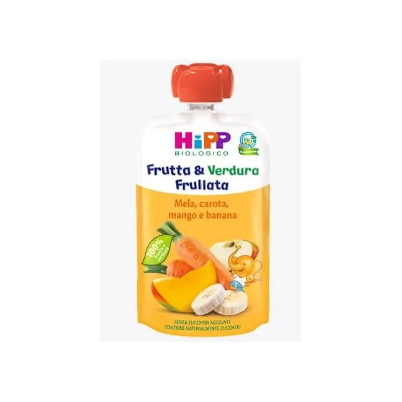 Hipp piure de fructe și legume – cu măr, morcov, mango și banană, ecologic și fără zahăr adăugat, 90 g — preț și oferte