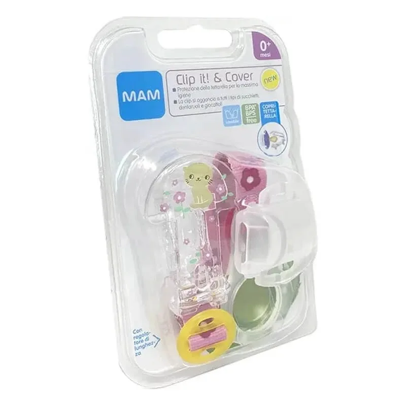 Mam Clip&amp;cover – suport pentru suzetă – roz, cu modele asortate — preț și oferte