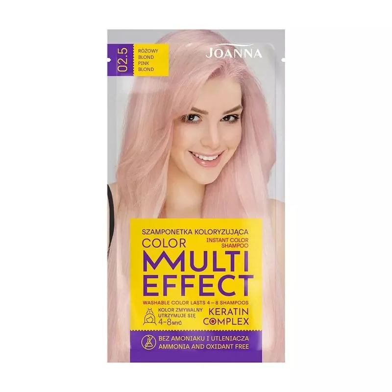 Sampon nuantator cu keratina Multi Effect Color 02.5 Blond roz, Joanna | 35 g — preț și oferte