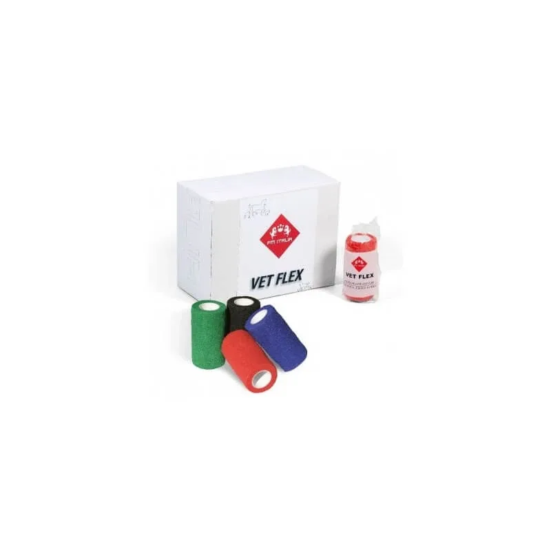Fm Italia Vet Flex – bandă coezivă flexibilă de unică folosință pentru susținere, culoare roșie, 10 cm x 4,5 m — preț și oferte