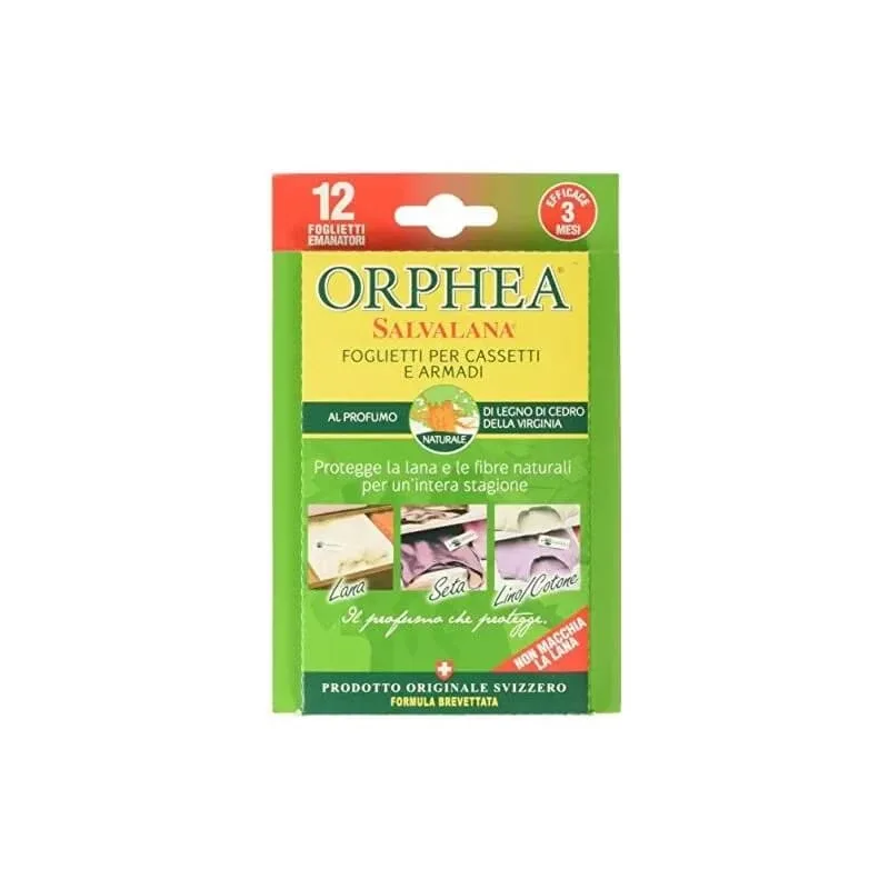 Orphea Salvalana – foițe pentru sertare și dulapuri, cu parfum de lemn de cedru din Virginia, 12 foițe — preț și oferte