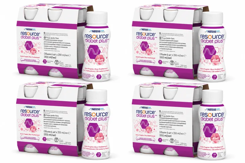 Resource Diabet Plus, aromă de căpșuni, 16x200 ml NESTLE — preț și oferte