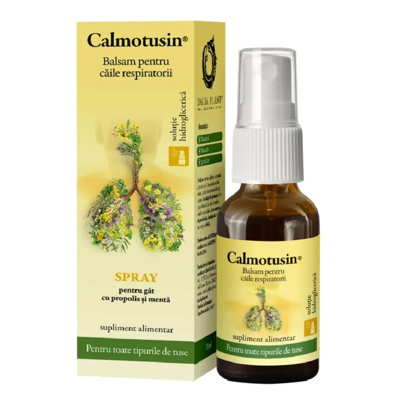 Calmotusin spray cu propolis si menta, 20 ml, Dacia Plant — preț și oferte