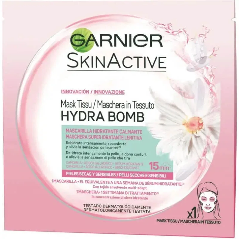 Garnier Skinactive Hydra Bomb – mască din țesătură super-hidratantă, cu efect calmant, pentru tenul uscat și sensibil — preț și oferte