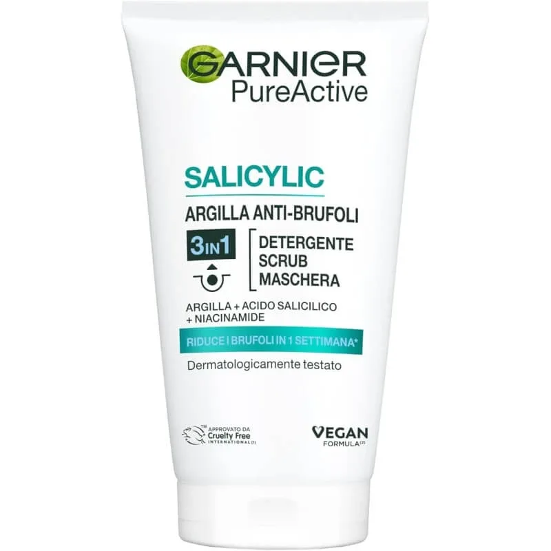 Garnier cu argilă salicilică anti-coșuri – demachiant, exfoliant și mască 3 în 1 – 150 ml — preț și oferte