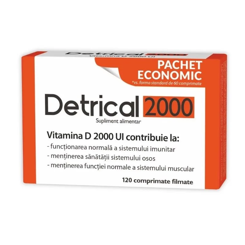 Detrical Vitamina D 2000UI, 120 comprimate filmate, Zdrovit — preț și oferte