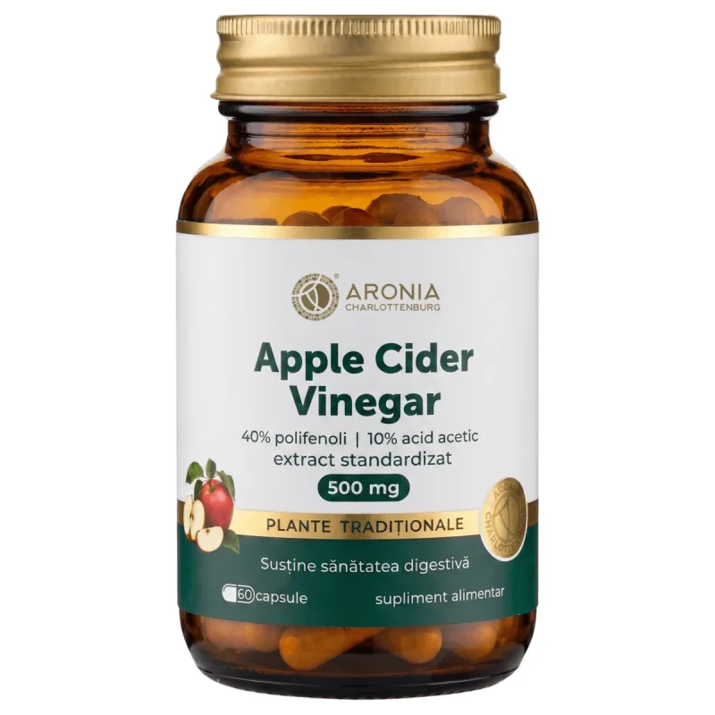 Apple Cider Vinegar 500 mg — 60 capsule cu extract standardizat din oțet de cidru de mere, pentru digestie, echilibru alimentar și sațietate | Plante Tradiționale — preț și oferte