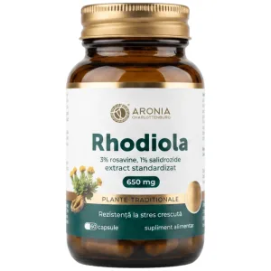 Rhodiola 650 mg — 60 capsule cu extract concentrat din rădăcina plantei, care sprijină organismul împotriva stresului, oboselii mentale și epuizării fizice | Plante Tradiționale