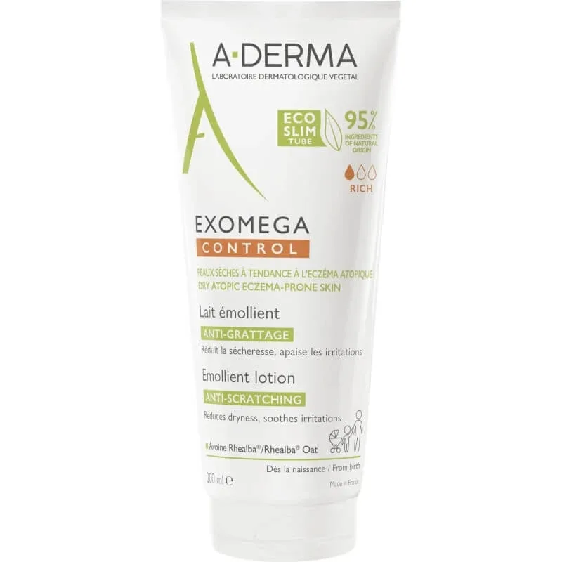 Aderma Exomega Control – lapte emolient împotriva mâncărimii, 200 ml — preț și oferte