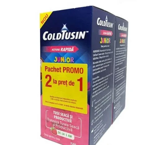 Coldtusin Junior, Sirop de tuse cu actiune rapida, cu ingrediente naturale, Perrigo, 2x 120 ml — preț și oferte