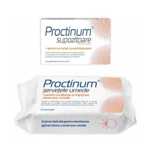 10 supozitoare Proctinum+ Servetele umede 72 bucati, Zdrovit