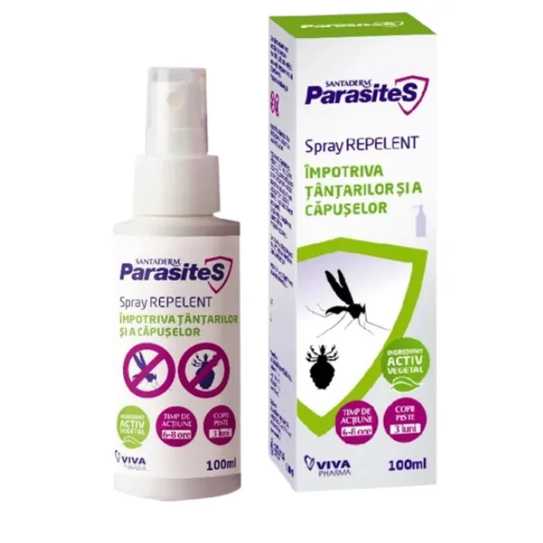 Spray repelent impotriva tantarilor si paduchilor Santaderm Parasites, Viva Pharma | 100 ml — preț și oferte