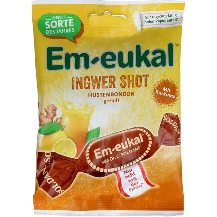 EM-EUKAL dulciuri Ginger Shot umplut cu zahăr 75 g — preț și oferte
