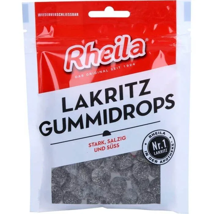 Picături de gumă de lemn dulce RHEILA cu zahăr 90 g — preț și oferte