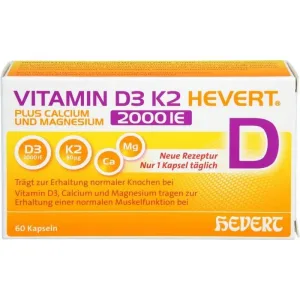 VITAMINA D3 K2 Hevert+Calciu și magneziu.2000 UI Kps. 60 Caps.
