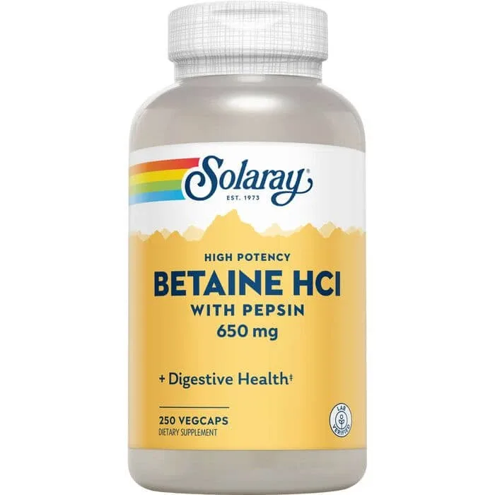 BETAIN HCL 650 mg+Pepsina Solaray Capsule 250 Capsule — preț și oferte