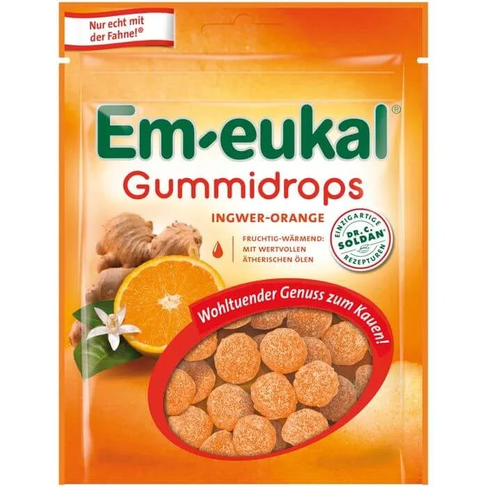 EM-EUKAL picături de gumă ghimbir-portocaliu dulce 90 g — preț și oferte