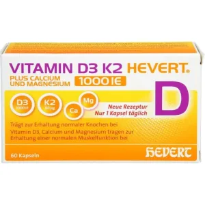 VITAMINA D3 K2 Hevert+Calciu și magneziu.1000 UI Kps. 60 Caps.
