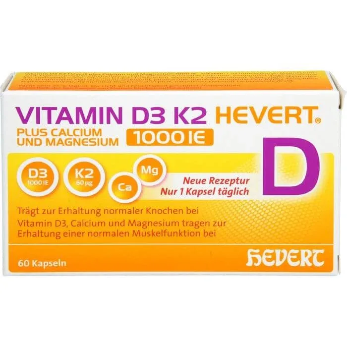 VITAMINA D3 K2 Hevert+Calciu și magneziu.1000 UI Kps. 60 Caps. — preț și oferte