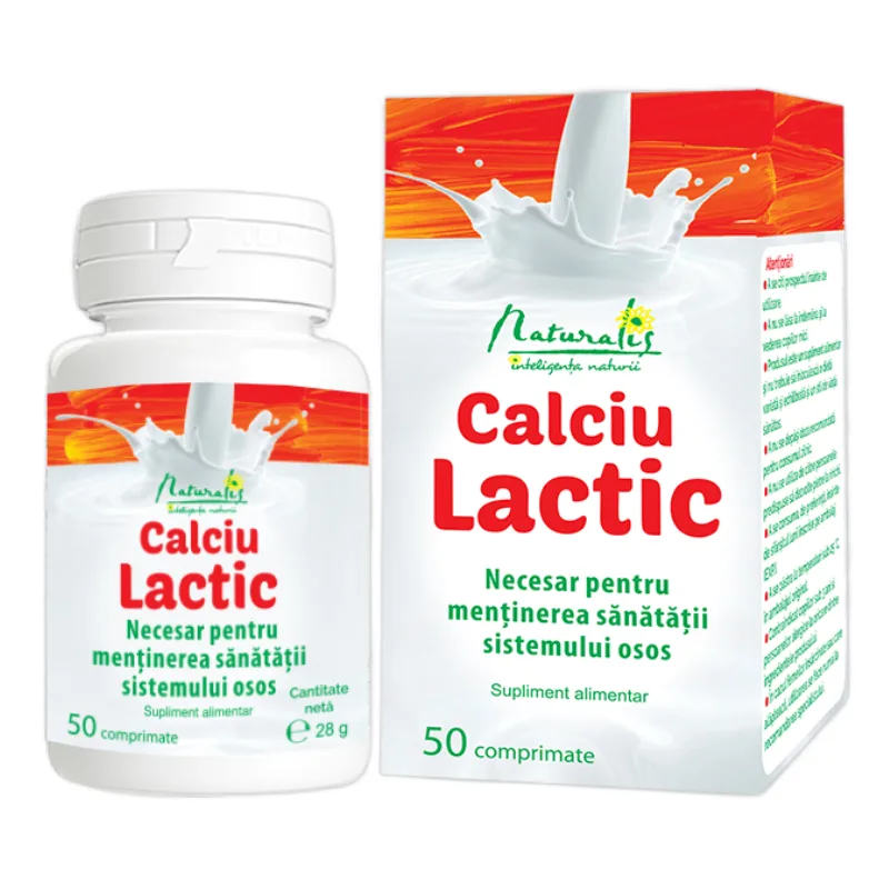 Calciu lactic, 50 comprimate, Naturalis — preț și oferte