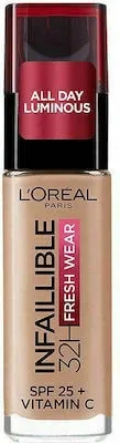 LOREAL Infaillible Foundation 32H Fresh Wear Foundation Fundație de față cu textură ușoară pentru acoperire totală care durează 32 de ore 130 Truel Beige