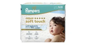 Șervețele PAMPERS Baby Aqua Soft Touch ( 3 pachete de 48 bucăți) 144 bucăți