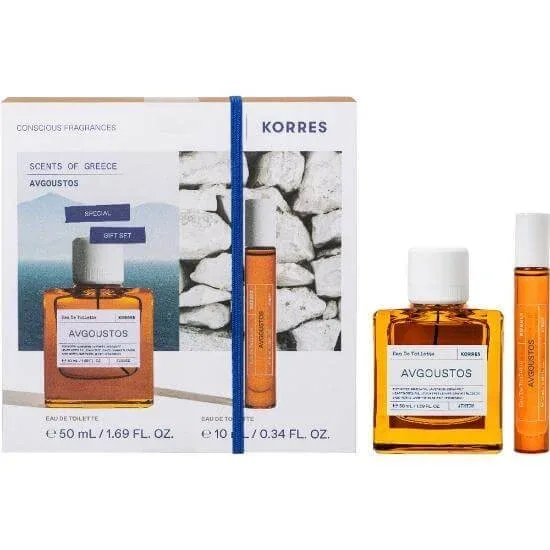 KORRES Scents of Greece Promo Pack cu apă de toaletă Avgoustos, 50ml și apă de toaletă Avgoustos 10ml — preț și oferte