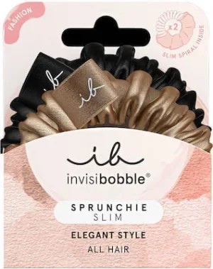 AMBITAS Invisibobble Sprunchie Slim True panglici de păr de aur în negru și bronz 2 bucăți