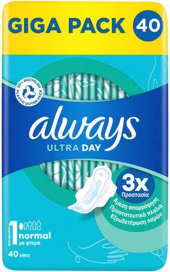 ALWAYS Ultra Normal Plus Șervețele sanitare cu aripi de dimensiune normală pentru absorbție imediată și eliminare a mirosurilor 40 bucăți — preț și oferte